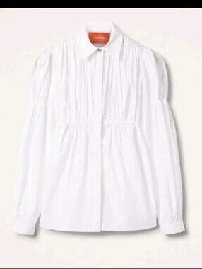 La DoubleJ Franca Shirt in Solid White Tailor Poplin Top Sz S